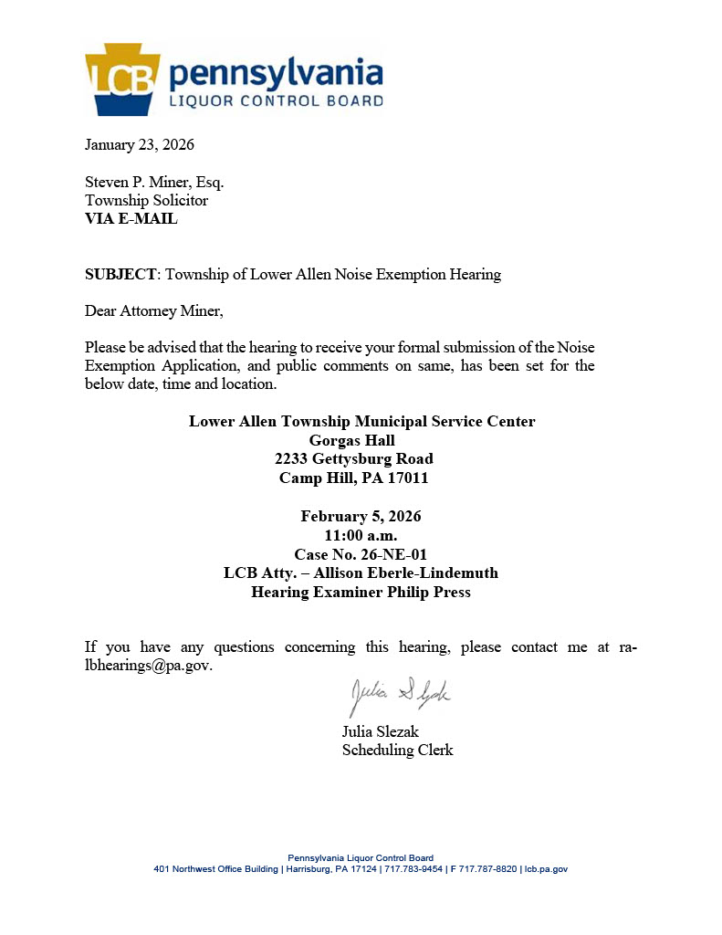 2026 PLCB Hearing Notice